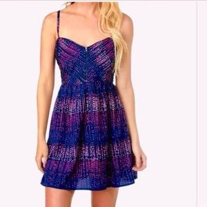 Roxy Shore Thing Bright Sundress Blue , Hot Pink, Pink & White Zip Front